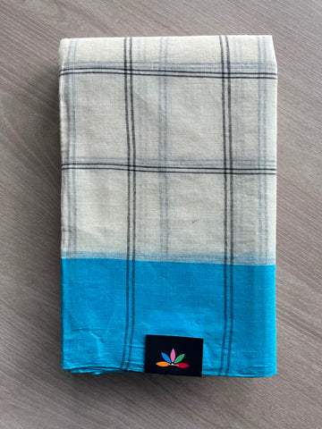 Checked Cotton Starched Saree (Without Blouse) - 34202-34203