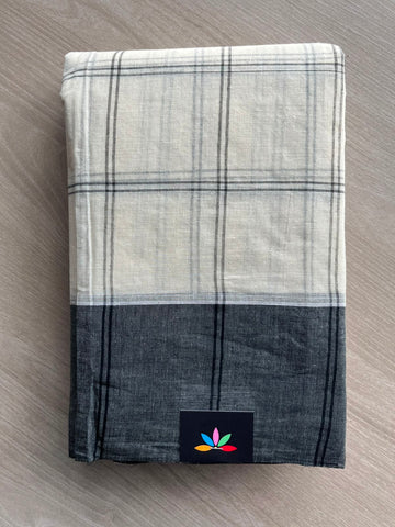 Checked Cotton Starched Saree (Without Blouse) - 34204-34205
