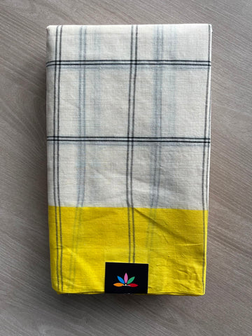 Checked Cotton Starched Saree (Without Blouse) - 34206