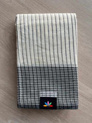 Simple Striped Cotton Saree (Without Blouse) - 36312-36314