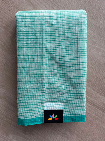 Small Checked Cotton Starched Saree (Without Blouse)- 34228-34230