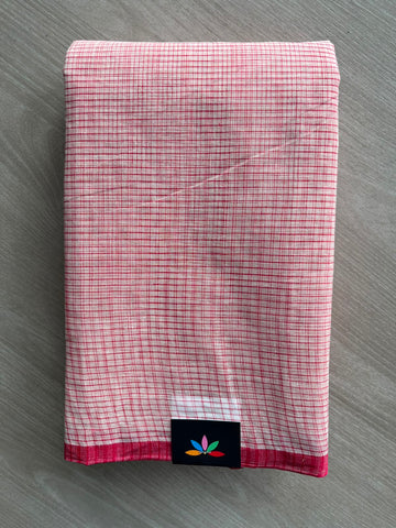 Small Checked Cotton Starched Saree (Without Blouse)- 34231-34233