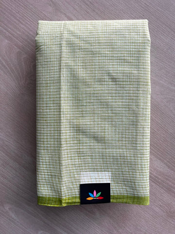 Small Checked Cotton Starched Saree (Without Blouse)- 34234-34236