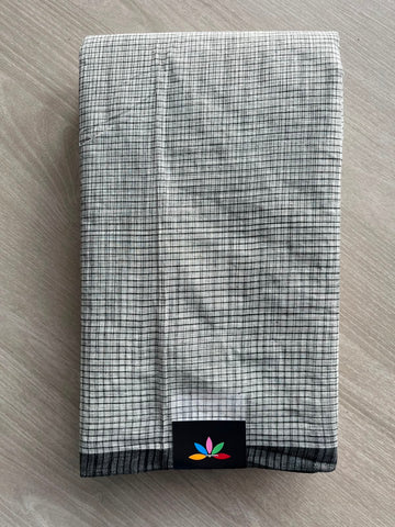 Small Checked Cotton Starched Saree (Without Blouse)- 34237-34239