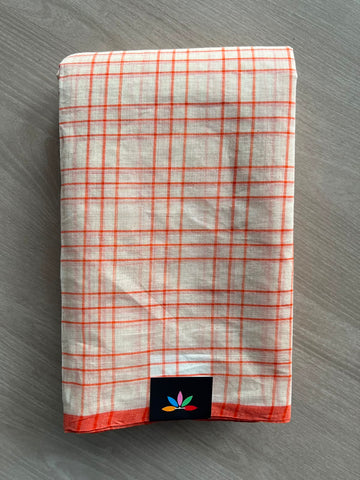 Simple Checked Handloom Cotton Saree (Without Blouse) - 34246-34247