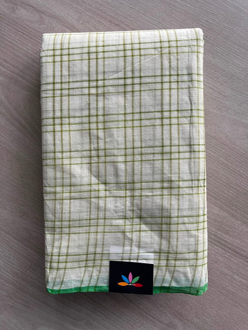 Simple Checked Handloom Cotton Saree (Without Blouse) - 34248-34249