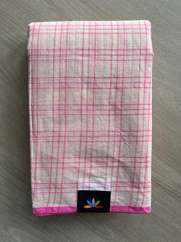 Simple Checked Handloom Cotton Saree (Without Blouse) - 34250