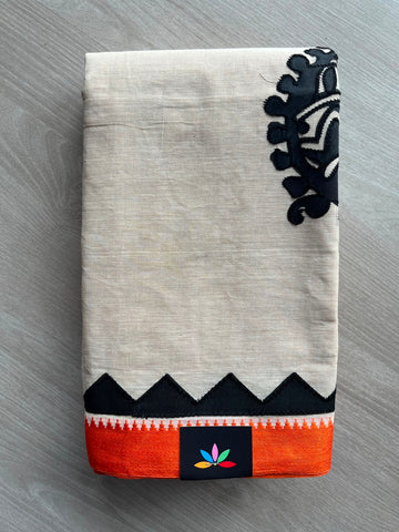 Appliqué work Bengal Cotton Saree (Without Blouse) - 34258