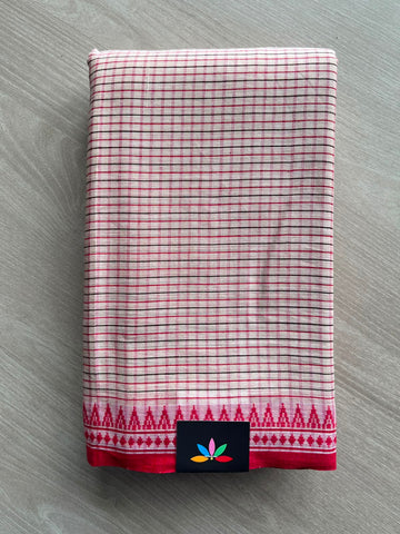 Checked Bengal Soft Cotton Saree (Without Blouse) - 34261