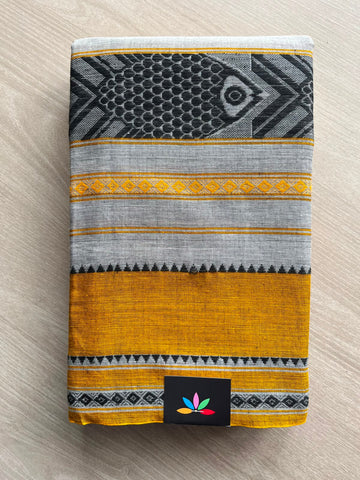 Fish Weave Bengal Cotton Saree (Without Blouse) - 34263