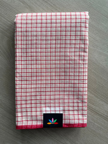 Checked Handloom Starched Cotton Saree (Without blouse) -34288-34290