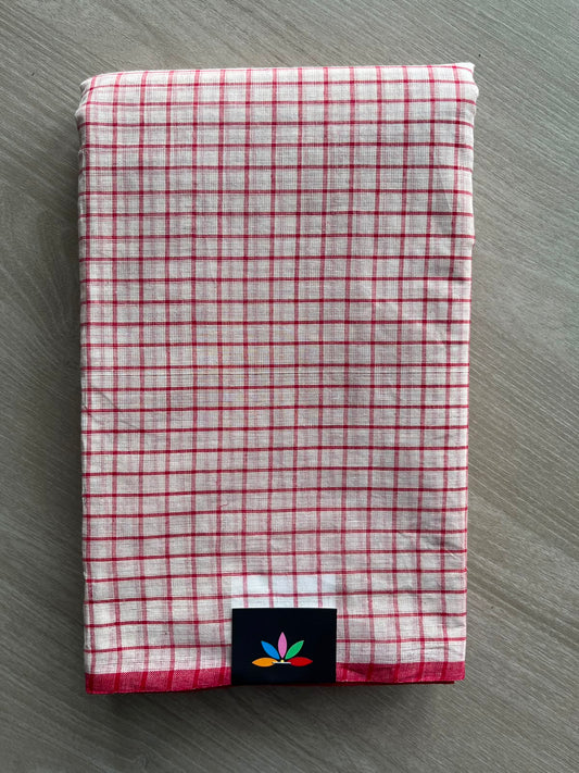 Checked Handloom Starched Cotton Saree (Without blouse) -34288-34290