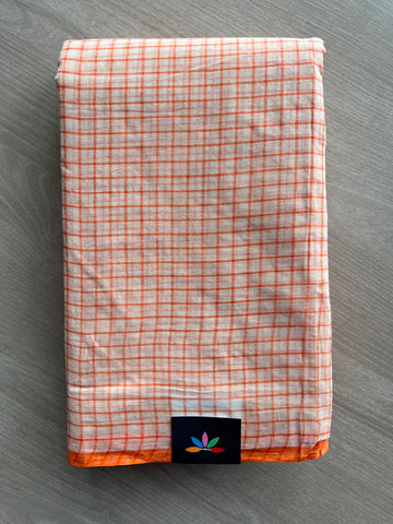 Checked Handloom Starched Cotton Saree (Without blouse) -34291-34293