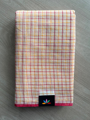 Checked Handloom Starched Cotton Saree (Without blouse) -34294-34296