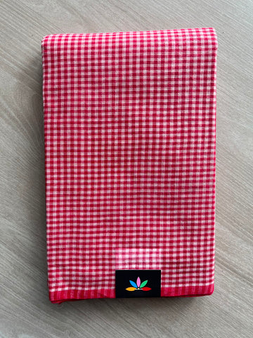 Small Checked Cotton Starched Saree (Without Blouse) - 35006