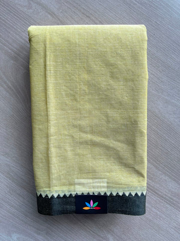 Contrast Border Plain Cotton Starched Saree (Without Blouse) - 35008