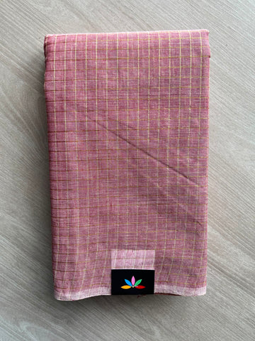 Simple Zari Checks Cotton Starched Saree (Without blouse) - 35009