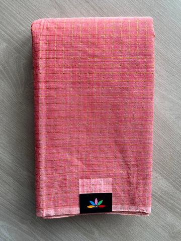 Simple Zari Checks Cotton Starched Saree (Without blouse) - 35010