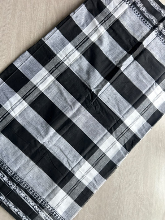 Black & White Bengal Soft Cotton Saree (Without Blouse) - 36286-36287