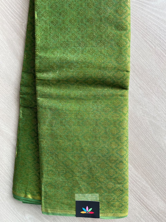 Luminescent Green Jacquard Woven Cotton Saree (Without Blouse) - 36291