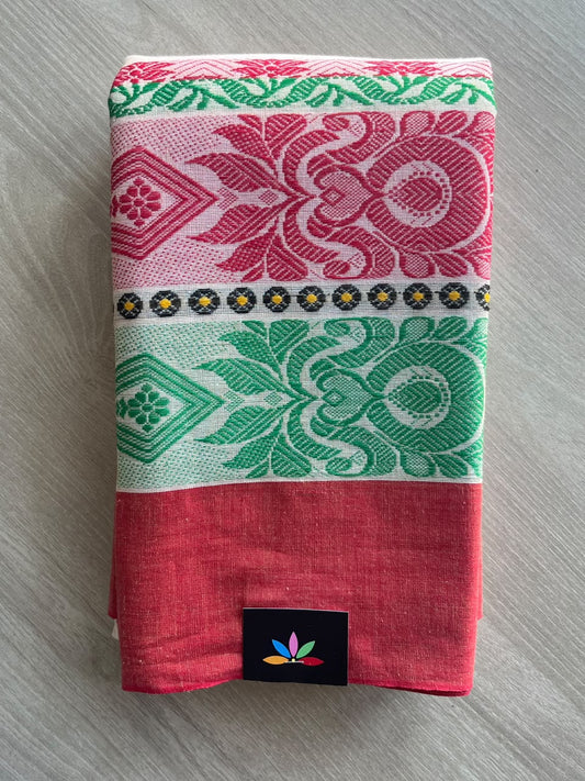 Multi-color Bengal Soft Cotton Saree (Without Blouse) - 36307