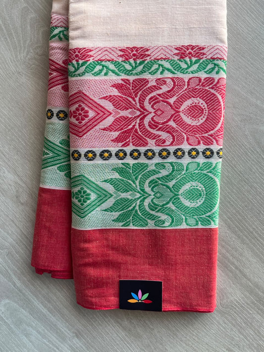 Multi-color Bengal Soft Cotton Saree (Without Blouse) - 36307