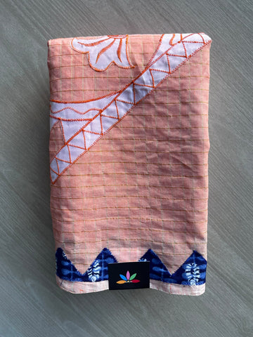 Fish Appliqué work Cotton Saree (Without blouse) - 36346