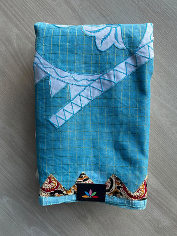 Fish Appliqué work Cotton Saree (Without blouse) - 36347