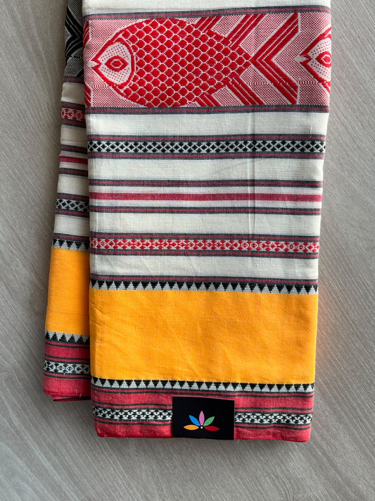 Fish Weave Bengal Soft Cotton Saree (Without Blouse) - 36366