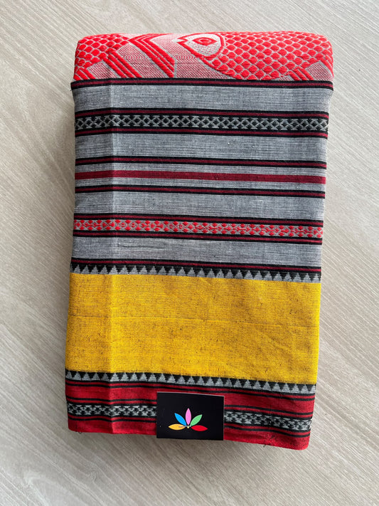 Fish Weave Bengal Soft Cotton Saree (Without Blouse) - 36367