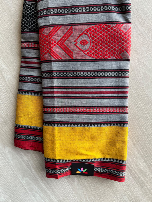 Fish Weave Bengal Soft Cotton Saree (Without Blouse) - 36367