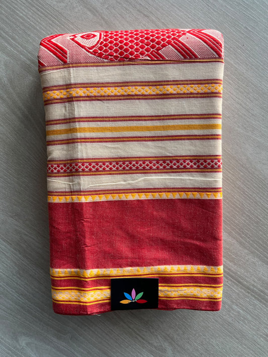 Fish Weave Bengal Soft Cotton Saree (Without Blouse) - 36368