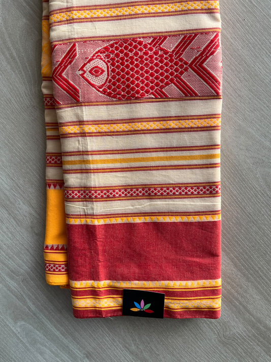 Fish Weave Bengal Soft Cotton Saree (Without Blouse) - 36368