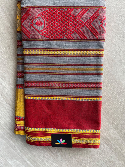 Fish Weave Bengal Soft Cotton Saree (Without Blouse) - 36369