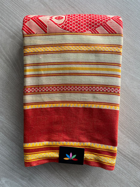 Fish Weave Bengal Soft Cotton Saree (Without Blouse) - 36372