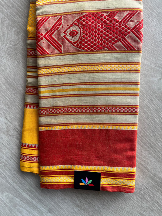 Fish Weave Bengal Soft Cotton Saree (Without Blouse) - 36372