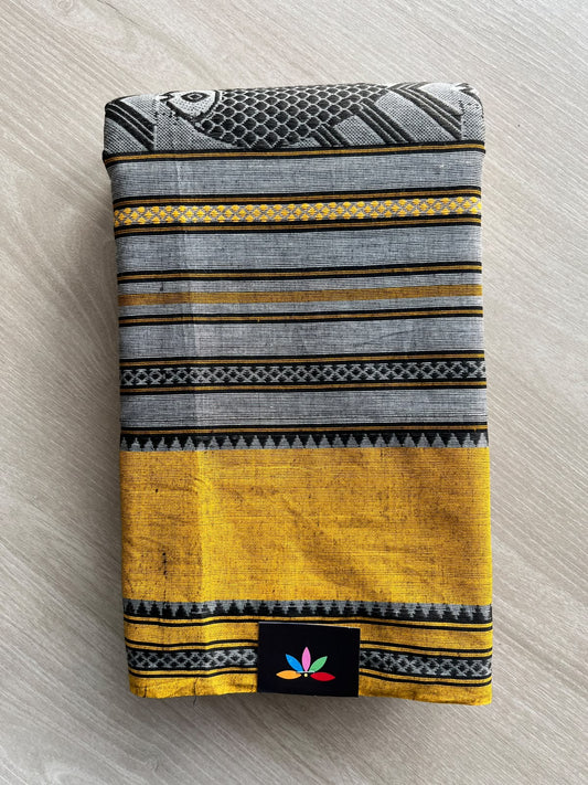 Fish Weave Bengal Soft Cotton Saree (Without Blouse) - 36373
