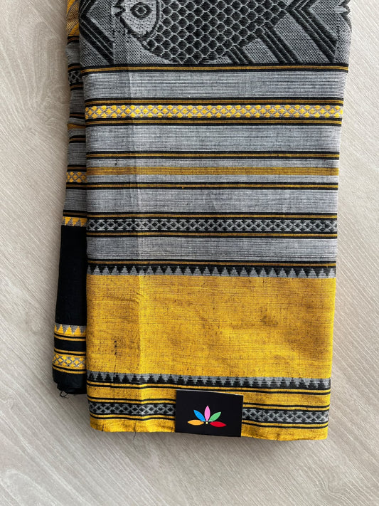 Fish Weave Bengal Soft Cotton Saree (Without Blouse) - 36373