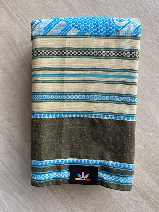 Fish Weave Bengal Soft Cotton Saree (Without Blouse) - 36374