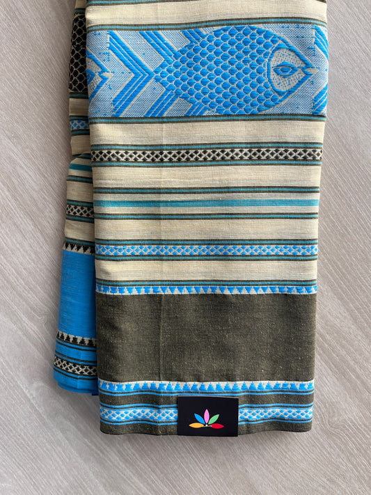 Fish Weave Bengal Soft Cotton Saree (Without Blouse) - 36374