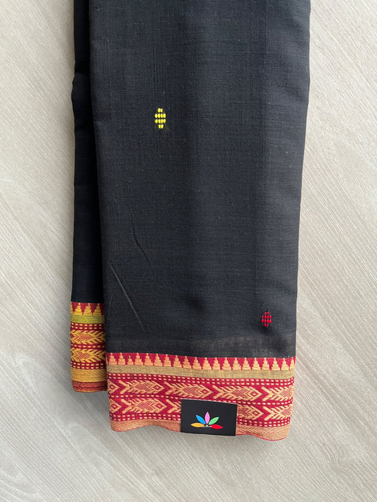 Black Bengal Soft Cotton Saree (Without Blouse) - 36399
