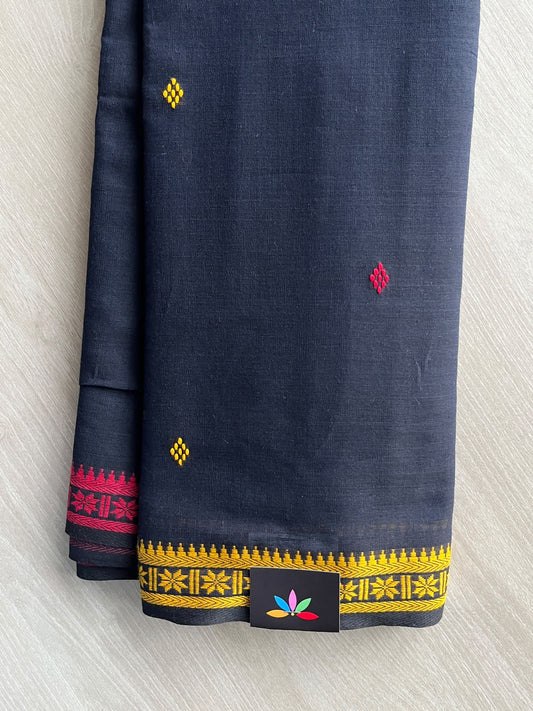 Black Bengal Soft Cotton Saree (Without Blouse) - 36401