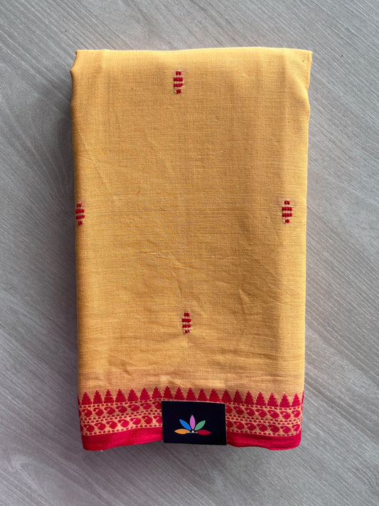 Mustard Yellow Bengal Soft Cotton Saree (Without Blouse) - 36405