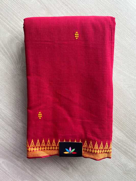 Cardinal Red Bengal Soft Cotton Saree (Without Blouse) - 36412