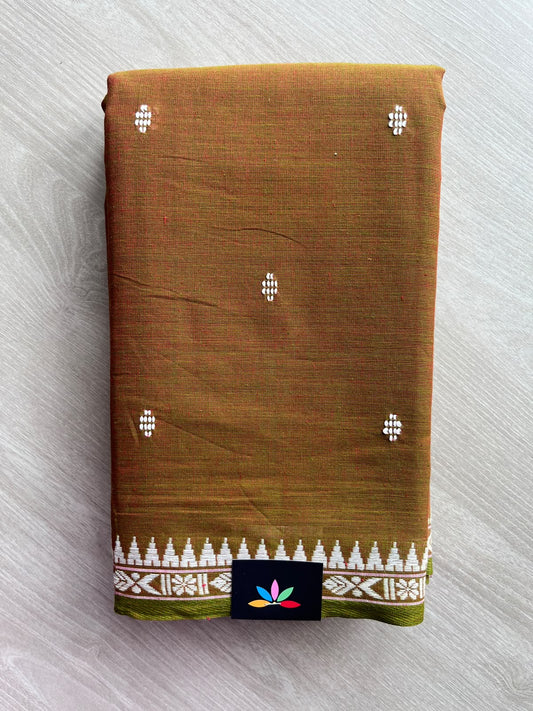 Dark Brown Bengal Soft Cotton Saree (Without Blouse) - 36413