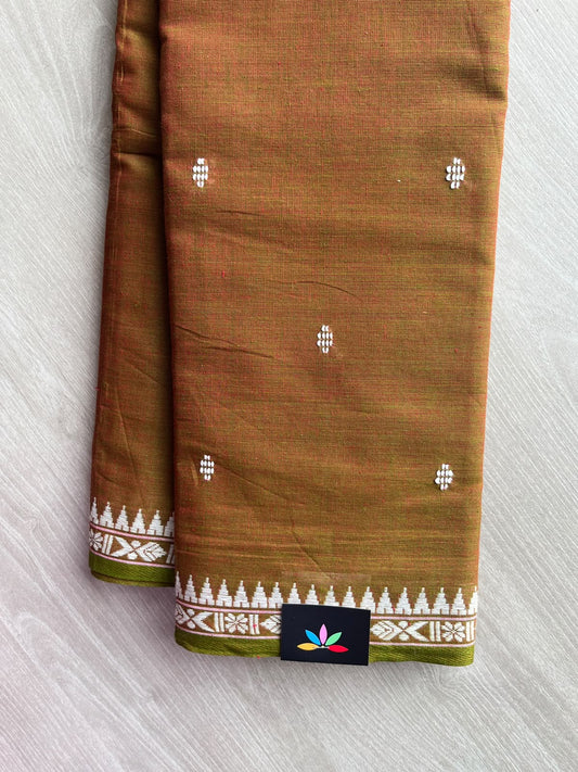 Dark Brown Bengal Soft Cotton Saree (Without Blouse) - 36413