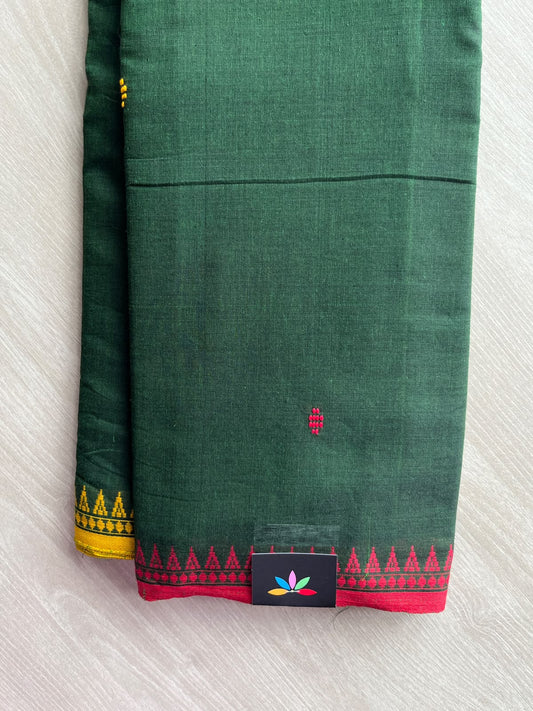 Dark Green Bengal Soft Cotton Saree (Without Blouse) - 36426