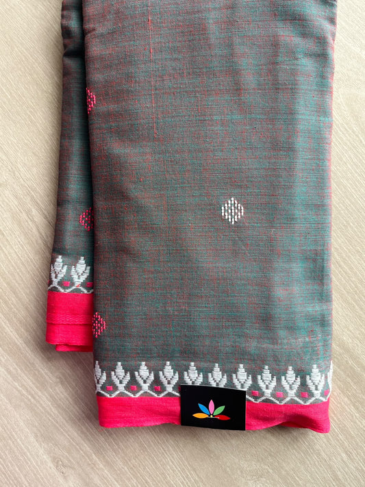 Dark Grey Bengal Soft Cotton Saree (Without Blouse) - 36430