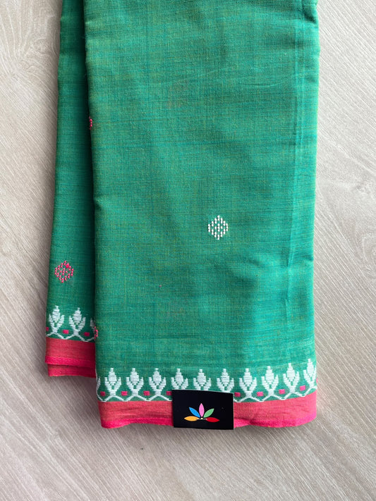 Jungle Green Bengal Soft Cotton Saree (Without Blouse) - 36431