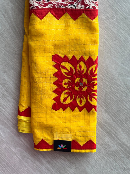 Appliqué work Bengal Cotton Saree (Without blouse) - 36438